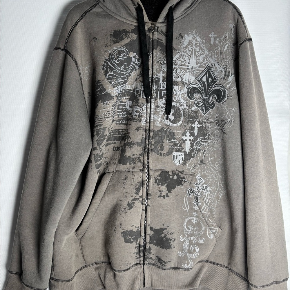 Route 66 Y2K affliction style Black and Gray Hoodie